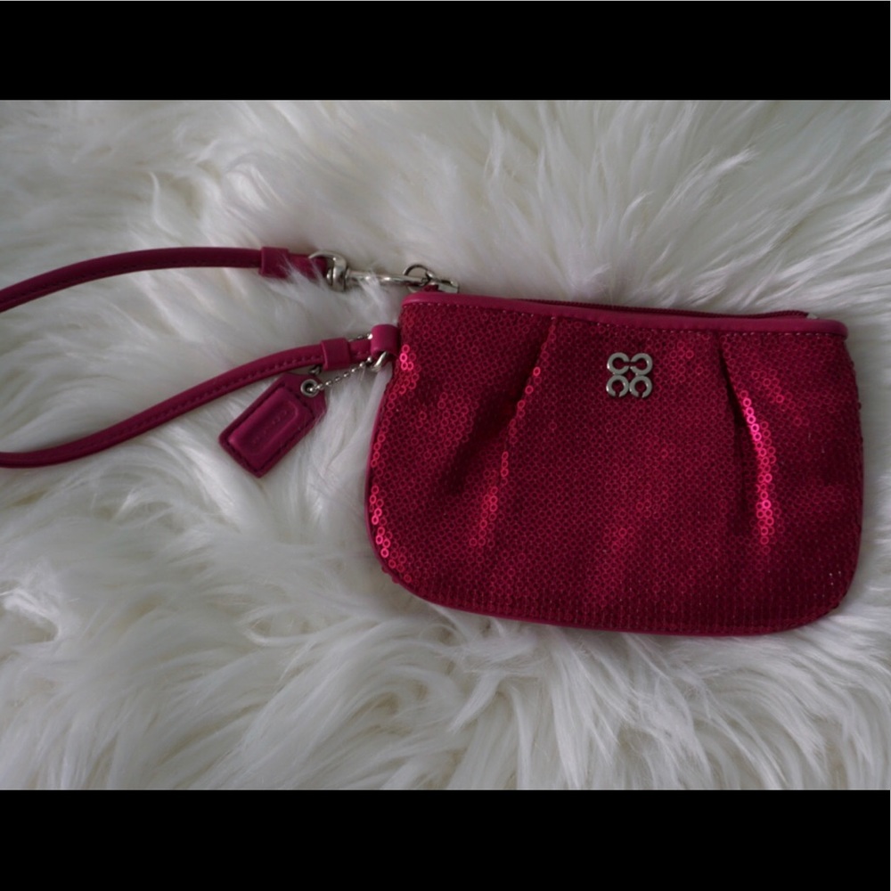 Coach pink sequence wristlet